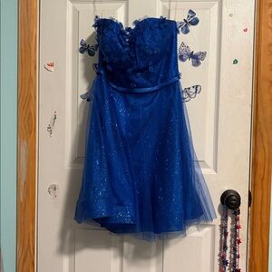 Strapless Blue Glitter Dress